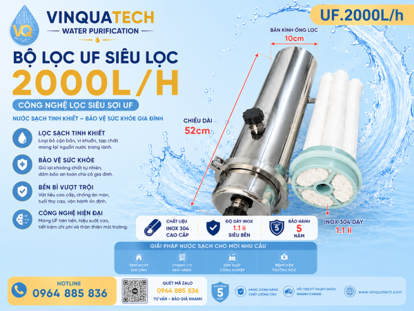 Bộ Lọc UF Siêu Lọc 2000L/giờ