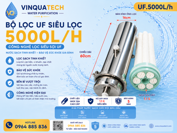 Bộ Lọc UF Siêu Lọc 5000L/giờ