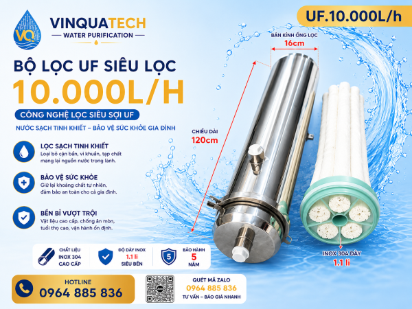Bộ Lọc UF Siêu Lọc 10000L/giờ