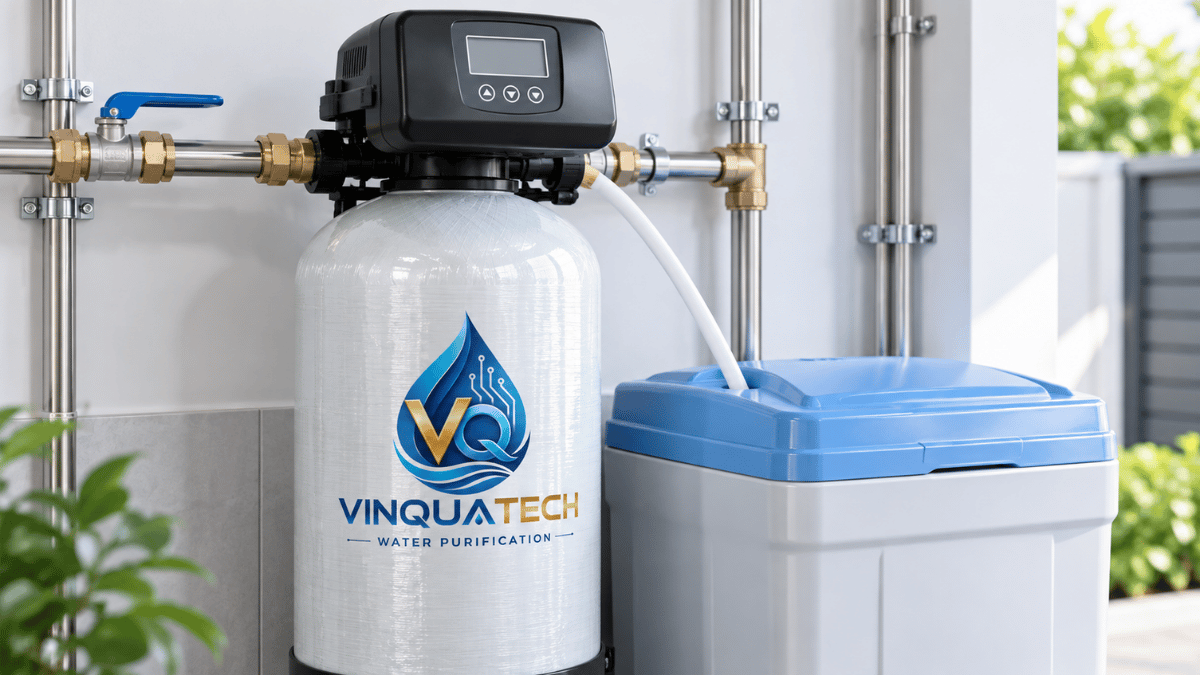 Cột làm mềm nước van tự động và bồn muối hoàn nguyên
