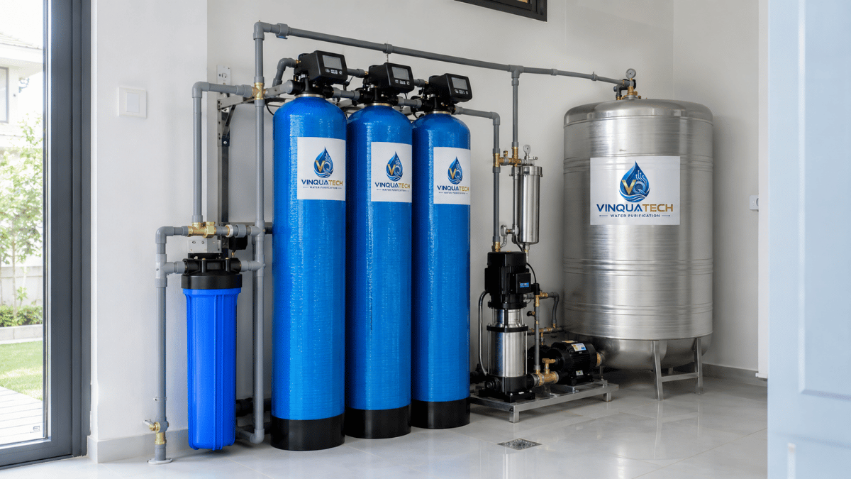 Các vị trí lắp hệ thống lọc tổng trong sơ đồ cấp nước gia đình