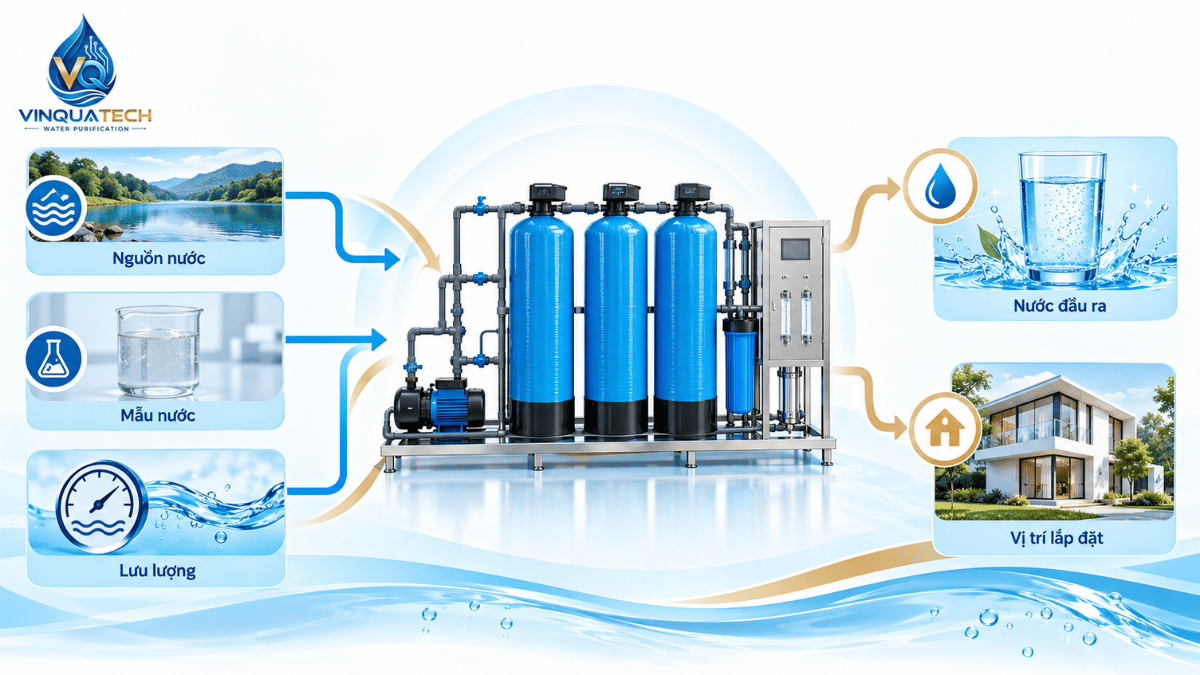 Sơ đồ các yếu tố quyết định cấu hình và chi phí xử lý nước giếng