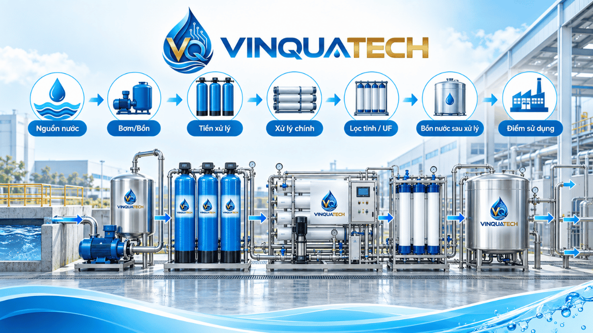 Quy trình xử lý nước từ nguồn đến điểm sử dụng trong nhà xưởng