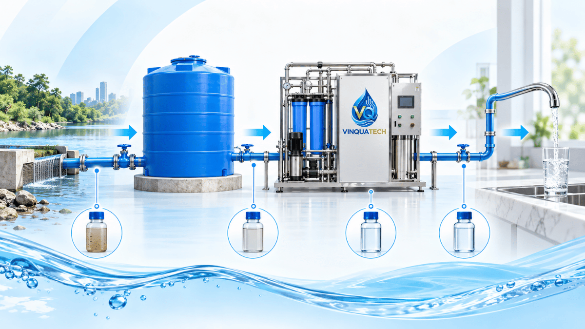 Sơ đồ các điểm lấy mẫu nước từ nguồn đến vòi sử dụng