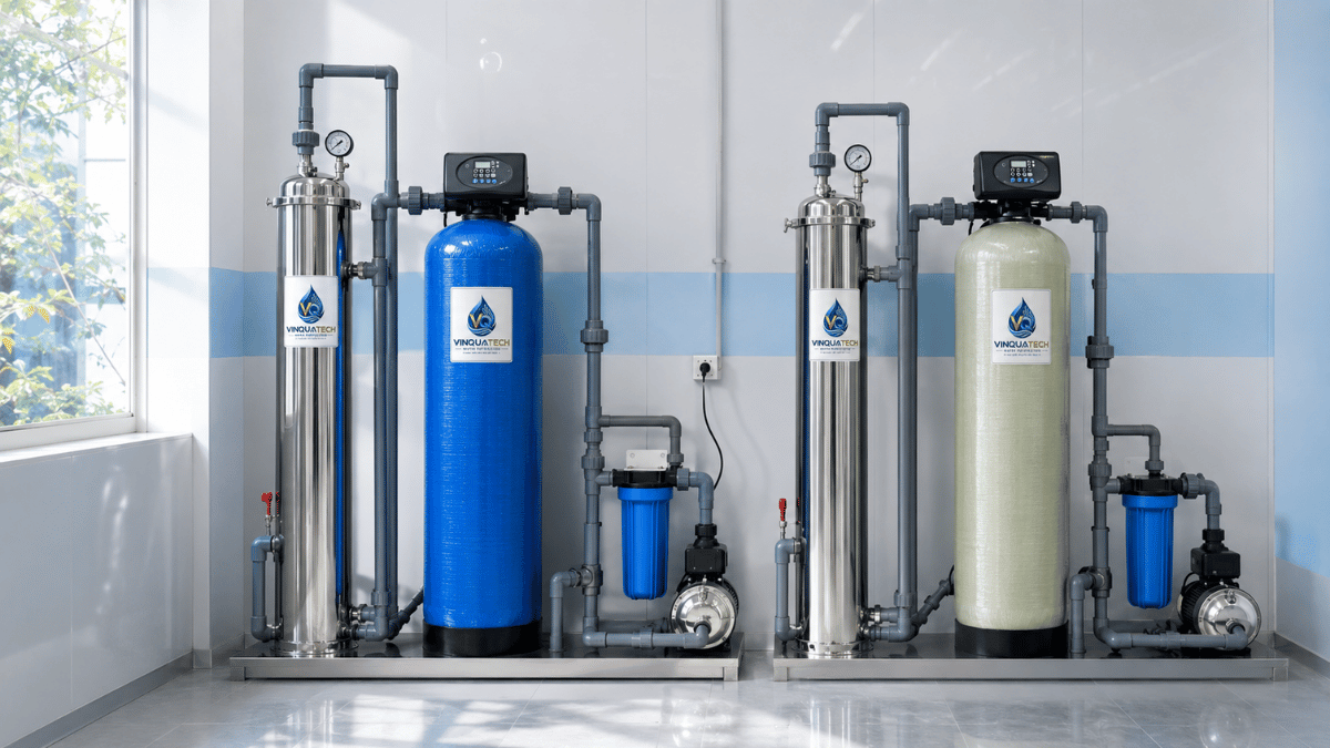 Cột lọc inox và cột lọc composite trong hệ thống lọc nước đầu nguồn
