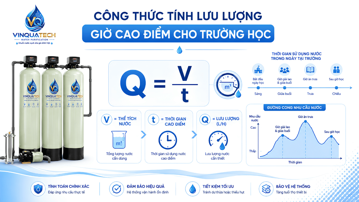 Sơ đồ so sánh máy lọc UF cấp trực tiếp và máy lọc UF kết hợp bồn chứa trường học