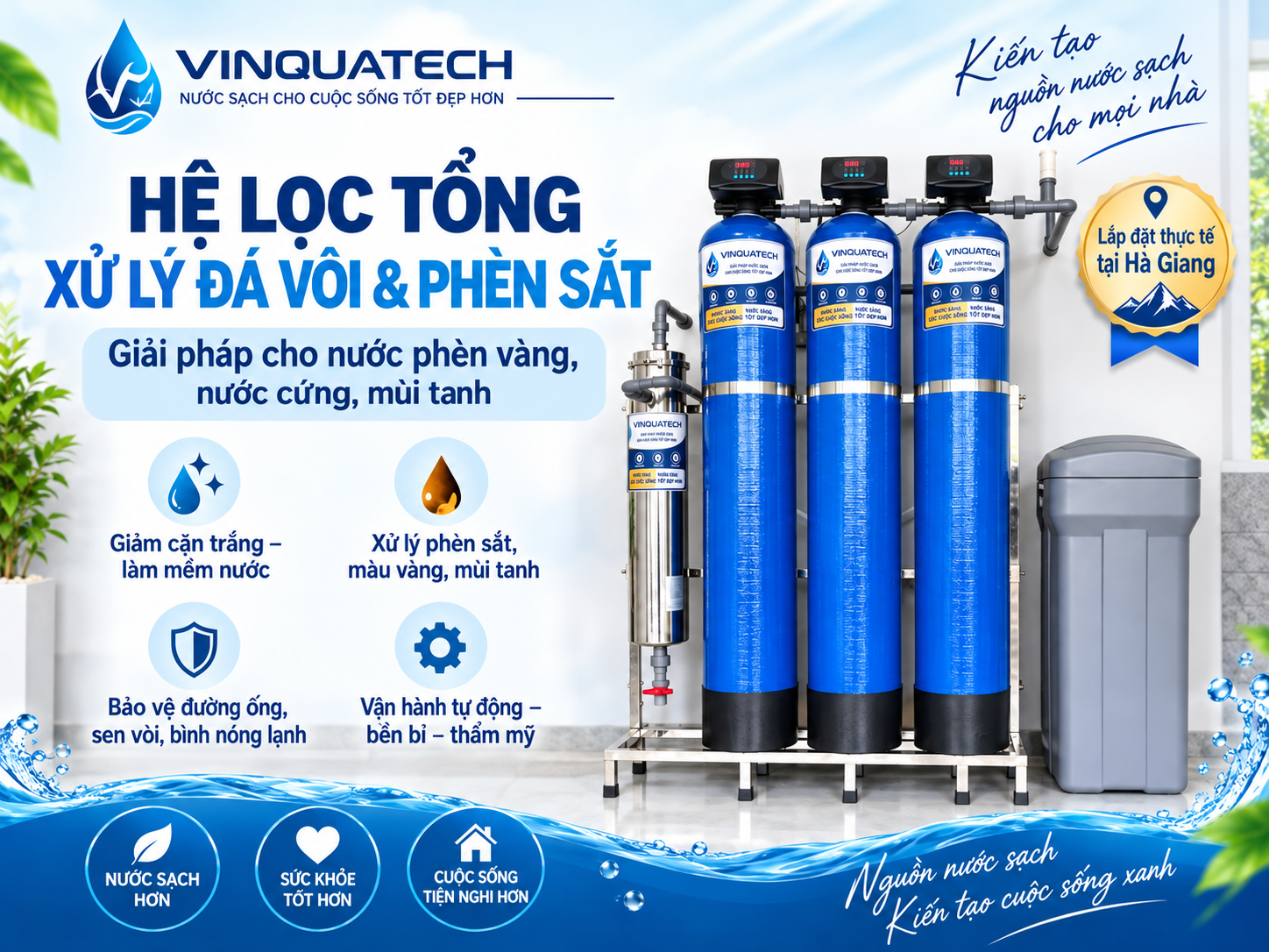 Dịch Vụ Lắp Đặt Hệ Thống Lọc Tổng Xử Lý Đá Vôi & Phèn Sắt