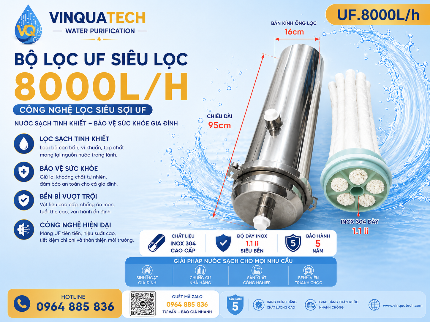 Bộ Lọc UF Siêu Lọc 8000L/giờ